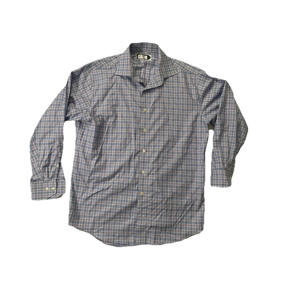 Lorenzo Uomo Slim Fit Non Iron Long Sleeve Blue Plaid Fashion Shirt 16.5 (32-33)